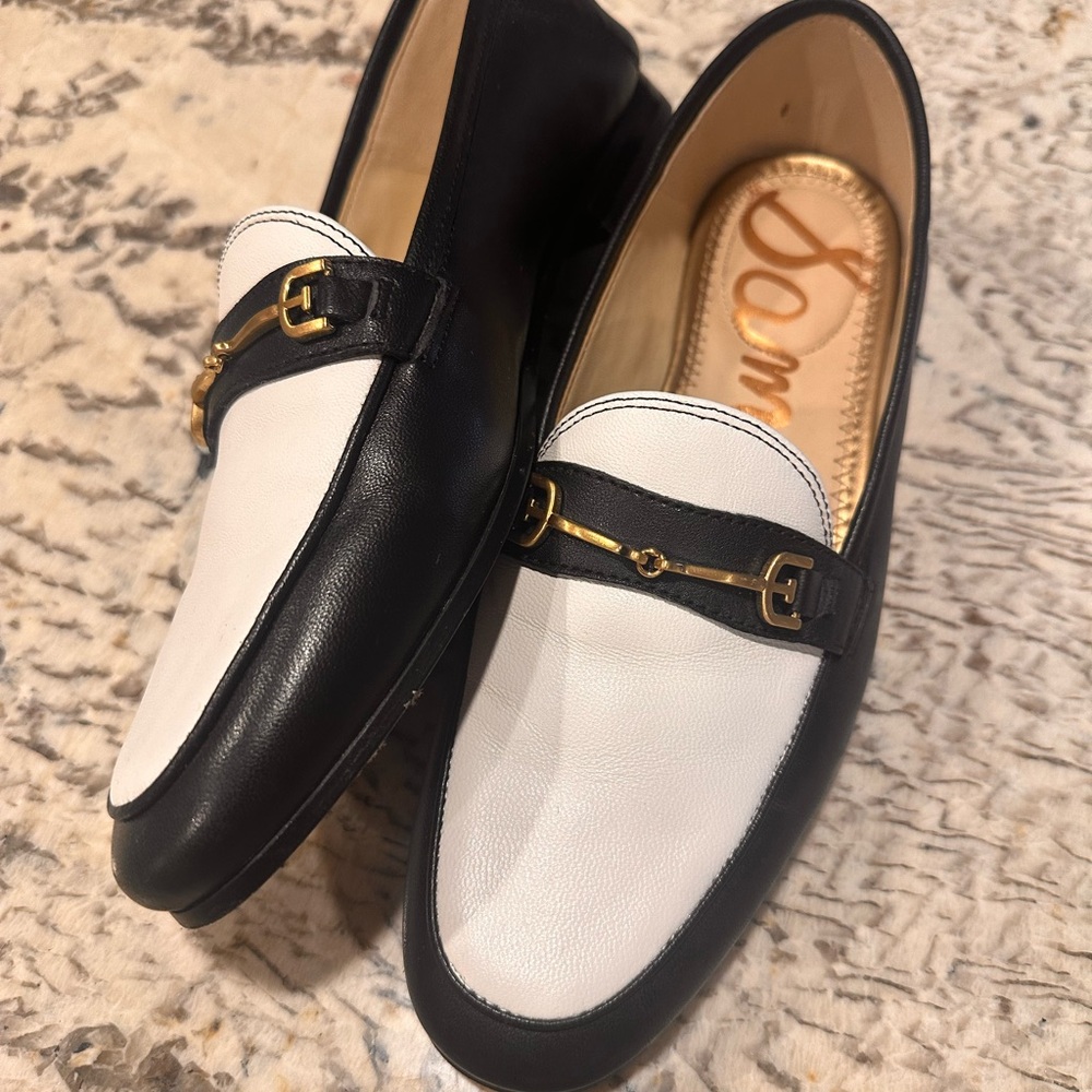 Sam Edelman Loafers Leather Gold Horse Bit Equestrian Preppy Classy Black - Picture 3 of 5